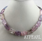 17.3 inches oblong shape colorful burst pattern crystal necklace