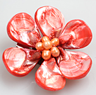 Wholesale Beautiful Natural Red Pearl Shell Flower Brooch