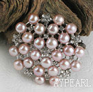 noble purple pearl brooch with rhinestone