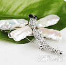 exquisite Biwa pearl dragonfly shape brooch