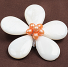 Wholesale Beautiful Natural Pink Pearl Drop Shape White Shell Flower Brooch