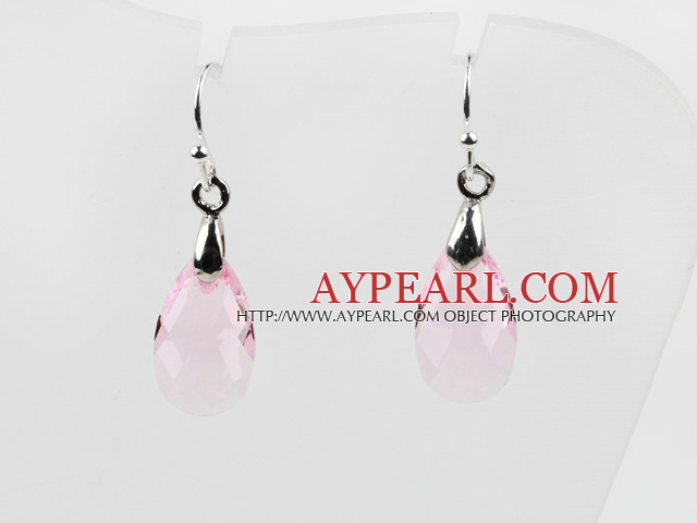 Tear Drop Shaped 10*15mm Pink Austrian Crystal Earrings