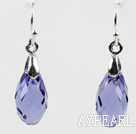 Tear Drop Shaped 10*15mm Purple Color Austrian Crystal Earrings