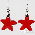 Bright Red Color Austrian Crystal Starfish Earrings
