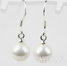 Classic Design Round 8mm White Seashell Beads Earrings