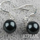 Classic Design Round 8mm Black Seashell Beads Earrings