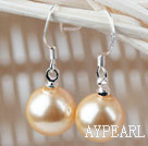 Classic Design Round 10mm Golden Color Seashell Beads Earrings