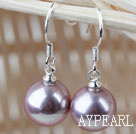 Classic Design Round 10mm Purple Seashell Beads Earrings