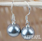 Classic Design Round 10mm Gray Seashell Beads Earrings