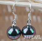 Classic Design Round 10mm Black with Colorful Seashell Beads Earrings
