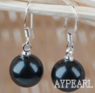 Classic Design Round 10mm Black Seashell Beads Earrings