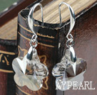 18mm Flower Shape Gray and Yellow Color Austrian Crystal Earrings