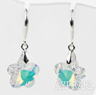 18mm Flower Shape White with Colorful Austrian Crystal Earrings