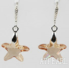 22mm Star Shape Champagne Color Austrian Crystal Earrings