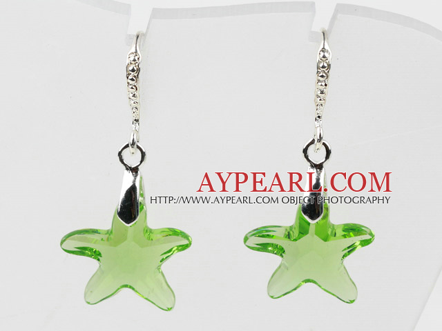 16mm Star Shape Apple Green Austrian Crystal Earrings