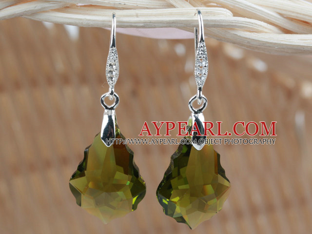 22mm Olive Color Baroque Austrian Crystal Earrings