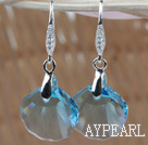 16mm Sky Blue Color Scallops Shape Austrian Crystal Earrings