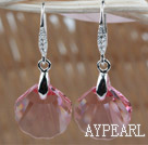 16mm Pink Color Scallops Shape Austrian Crystal Earrings