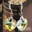 14mm Heart Shape White with Colorful Austrian Crystal Earrings