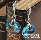 14mm Heart Shape Blue Sky Color Austrian Crystal Earrings