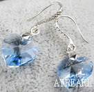 14mm Heart Shape Light Blue Austrian Crystal Earrings