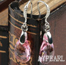 16mm Pink Color Teardrop Shape Austrian Crystal Earrings