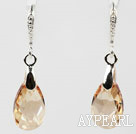 16mm Golden Champagne Color Teardrop Shape Austrian Crystal Earrings