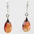 16mm Amber Color Teardrop Shape Austrian Crystal Earrings