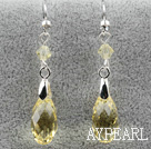 Classic Design Dangle Style Yellow Faceted Austrian Crystal Drop Shape Earrings