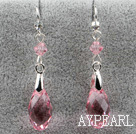 Classic Design Dangle Style Pink Faceted Austrian Crystal Drop Shape Earrings