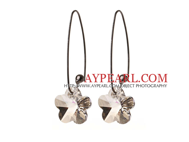 2014 Summer New Design Clear Gray Color Wintersweet Flower Shape Austrian Crystal Earrings With Long Hook