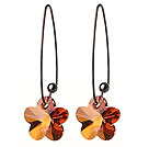2014 Summer New Design Champagne Color Wintersweet Flower Shape Austrian Crystal Earrings With Long Hook
