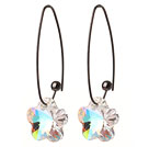 2014 Summer New Design Wintersweet Flower Shape Clear White Austrian Crystal Earrings With Long Hook