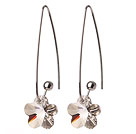 2014 Summer New Design Gray Color Wintersweet Flower Shape Austrian Crystal Earrings With Long Hook