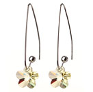2014 Summer New Design Small Wintersweet Flower Shape Clear Yellow Austrian Crystal Earrings With Long Hook