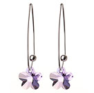 2014 Summer New Design Small Wintersweet Flower Shape Clear Purple Austrian Crystal Earrings With Long Hook