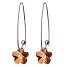 2014 Summer New Design Small Wintersweet Flower Shape Champagne Austrian Crystal Earrings With Long Hook