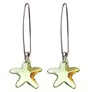 2014 Summer New Design Sea Star Shape Clear Green Austrian Crystal Earrings With Long Hook