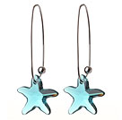 2014 Summer New Design Sea Star Shape Clear Blue Austrian Crystal Earrings With Long Hook
