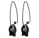 2014 Summer New Design Cute Fish Shape Black Austrian Crystal Earrings With Long Hook