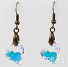 Vintage Style Heart Shape White with Colorful Austrian Crystal Earrings