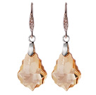 2014 Summer Design Baroque Leaf Shape Champagne Austrian Crystal Earrings With Elegant Hook