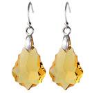 2014 Summer Design Baroque Leaf Shape Yellow Austrian Crystal Earrings With Elegant Hook