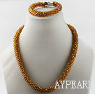 Wholesale Coffe color Czech crystal necklace bracelet set with magnetic clasp