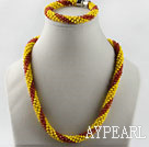 Wholesale red and yellow Czech crystal necklace bracelet set with magnetic clasp