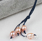 Simple Style Natural Pink Freshwater Pearl Necklace with Dark Blue Thread