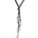 Simple Style Natural White Freshwater Pearl Necklace with Black Thread