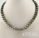 dyed 15.7 inches 8-9mm green color round pearl necklace