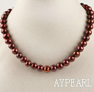 15.7 inches 9-10mm chocolate color pearl necklace