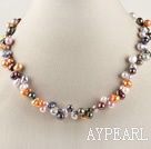 beautiful 15.7 inches 7-10mm dyed fresh water multi color irregular pearl necklace